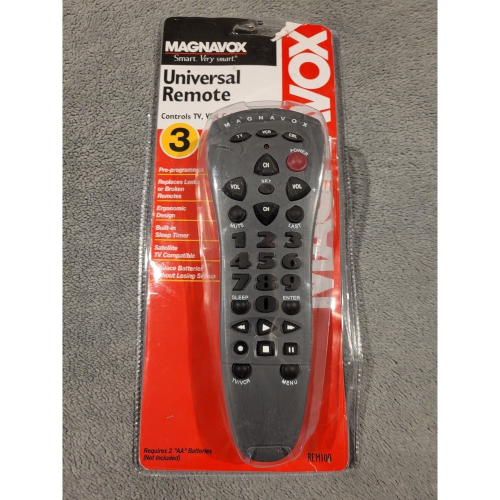 Magnavox REM100 Universal Wireless Remote Control Gray Ergonomic Sleep Timer